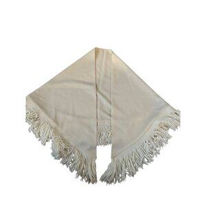Cream Triangle Shawl With Fringe Women's Scarf One Size